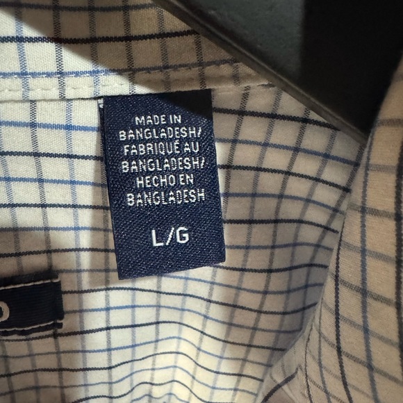 Men's IZOD Blue Long Sleeve Checkered Dress Shirt Size Large 100% Cotton - Picture 4 of 13